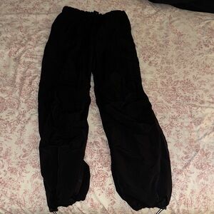 Black Parachute Jogger Pants with Elastic Cuffs